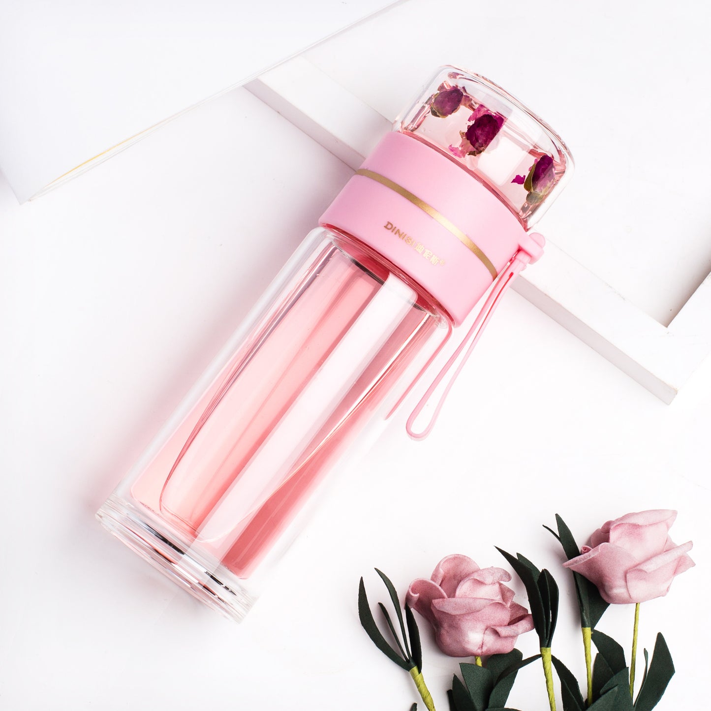 Bouteille d'eau en verre avec filtre infuseur à thé séparation du thé bouteille en verre à Double paroi étanche /Glass Water Bottle With Tea Infuser Filter Tea Separation Double Wall Glass Bottle Leakproof Water Bottle